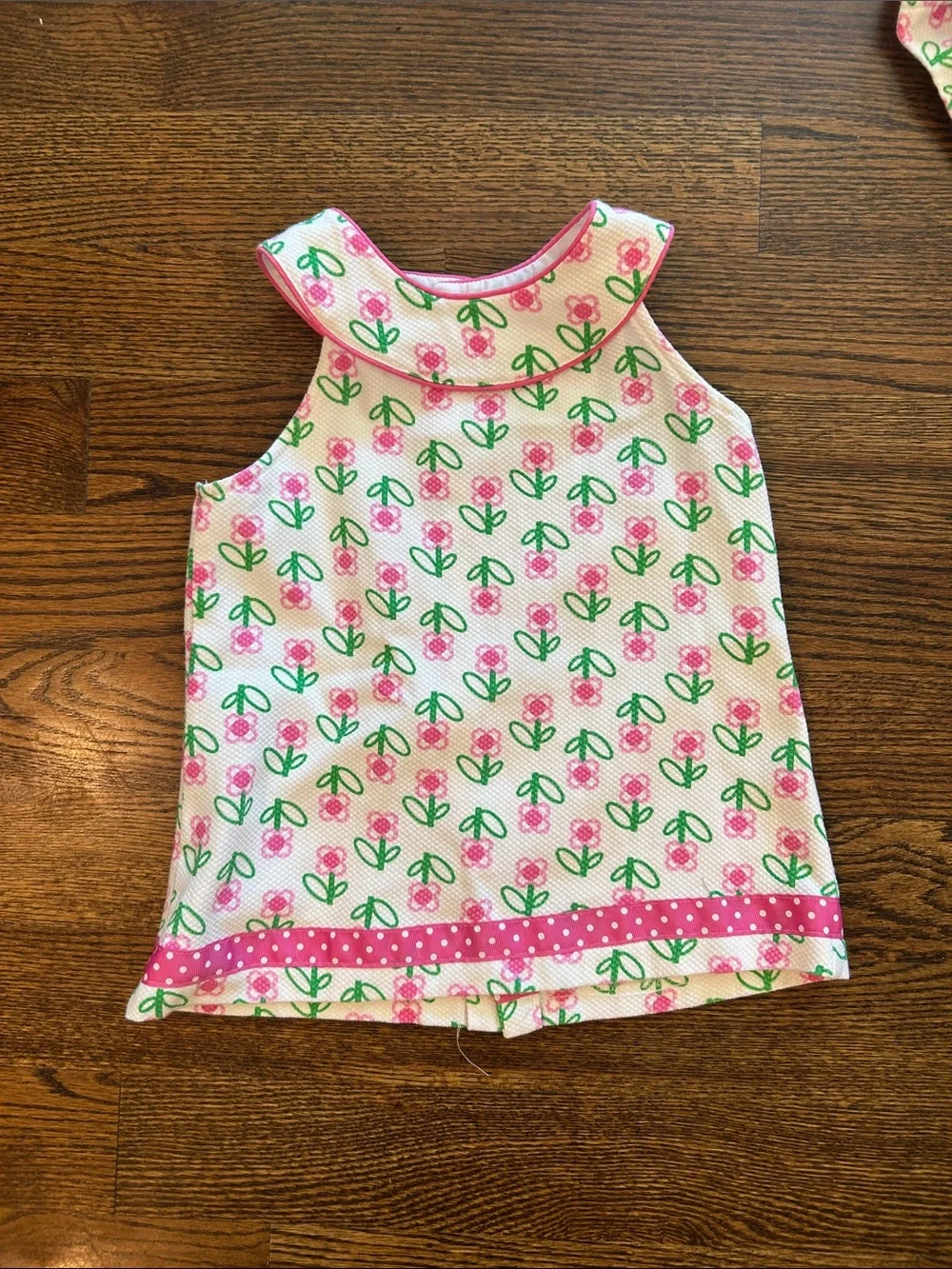 Girls Two-Piece Pink & Green Floral Tank and Skirt Set
